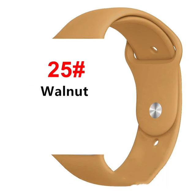 25 walnut Спортивный мягкий силиконовый ремешок для Apple Watch, ремешок 44 мм, 40 мм, серия 5, 4, браслет для часов iWatch, ремешок 38 мм, 42 мм, 3, 2, 1, аксессуары - Цвет ремешка: 25 walnut
