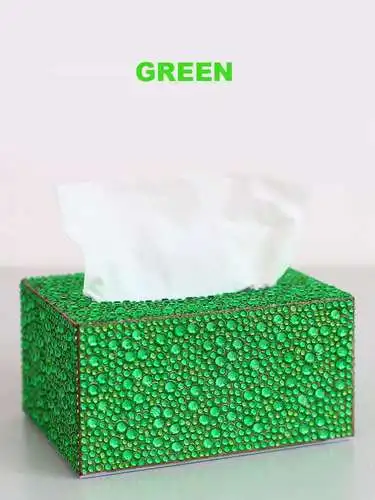 DIY коробка для салфеток Стразы Kitty незавершенная коробка для салфеток держатель для автомобиля домашняя мультяшная коробка-держатель для салфеток Helloo Kitty Контейнер Чехол - Цвет: Green
