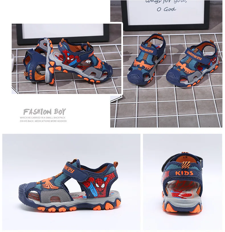 Корейская версия детской пляжной обуви с человеком-пауком классные сандалии новые летние мужские сандалии трех цветов большая детская обувь
