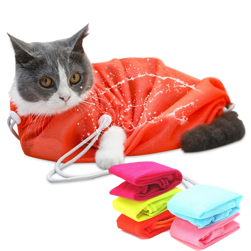 Кошачья сумка для купания уход за котом моющие сумки для ванны для кошек Чистящая сумка против царапин укуса сдержанная кошка принадлежности для ногтей резка домашних животных