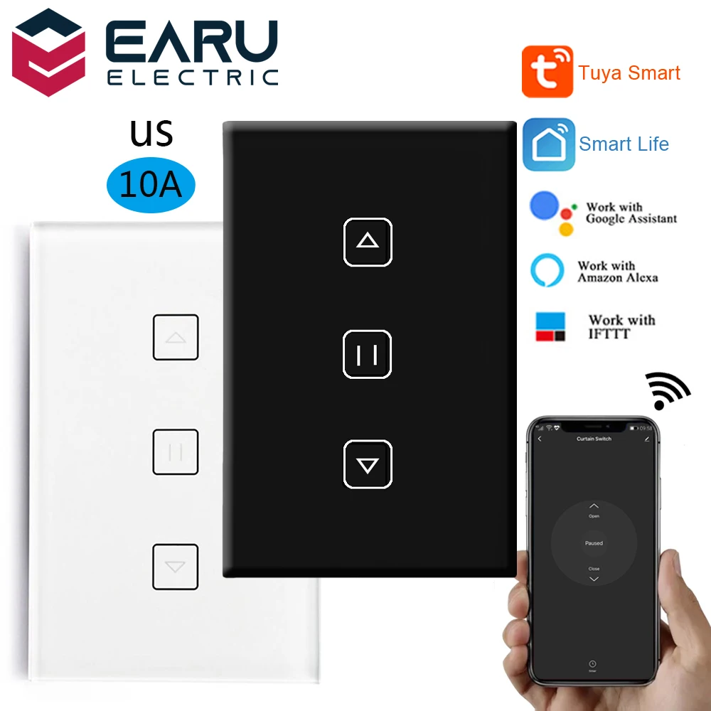 

Умный настенный сенсорный Таймер US, Wi-Fi, стеклянная занавеска, контроллер рольставни, электромотор TUYA Smart Life Google Home Alexa