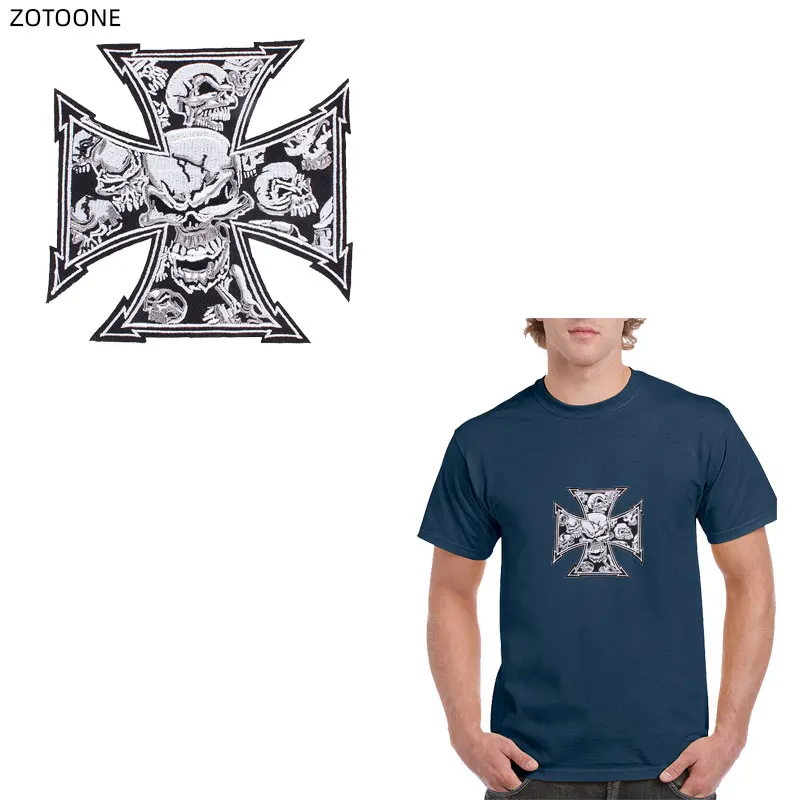 

ZOTOONE Skull Badge Back Patch Iron on Patch for Clothing Jeans DIY Sticker Sew on Embroidery Applique for Kids Thermal Press G