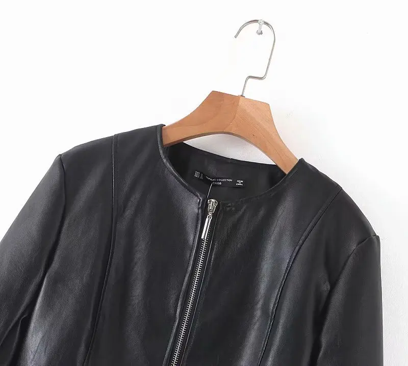 XQ8-60-9293 European and American fashion imitation leather coat