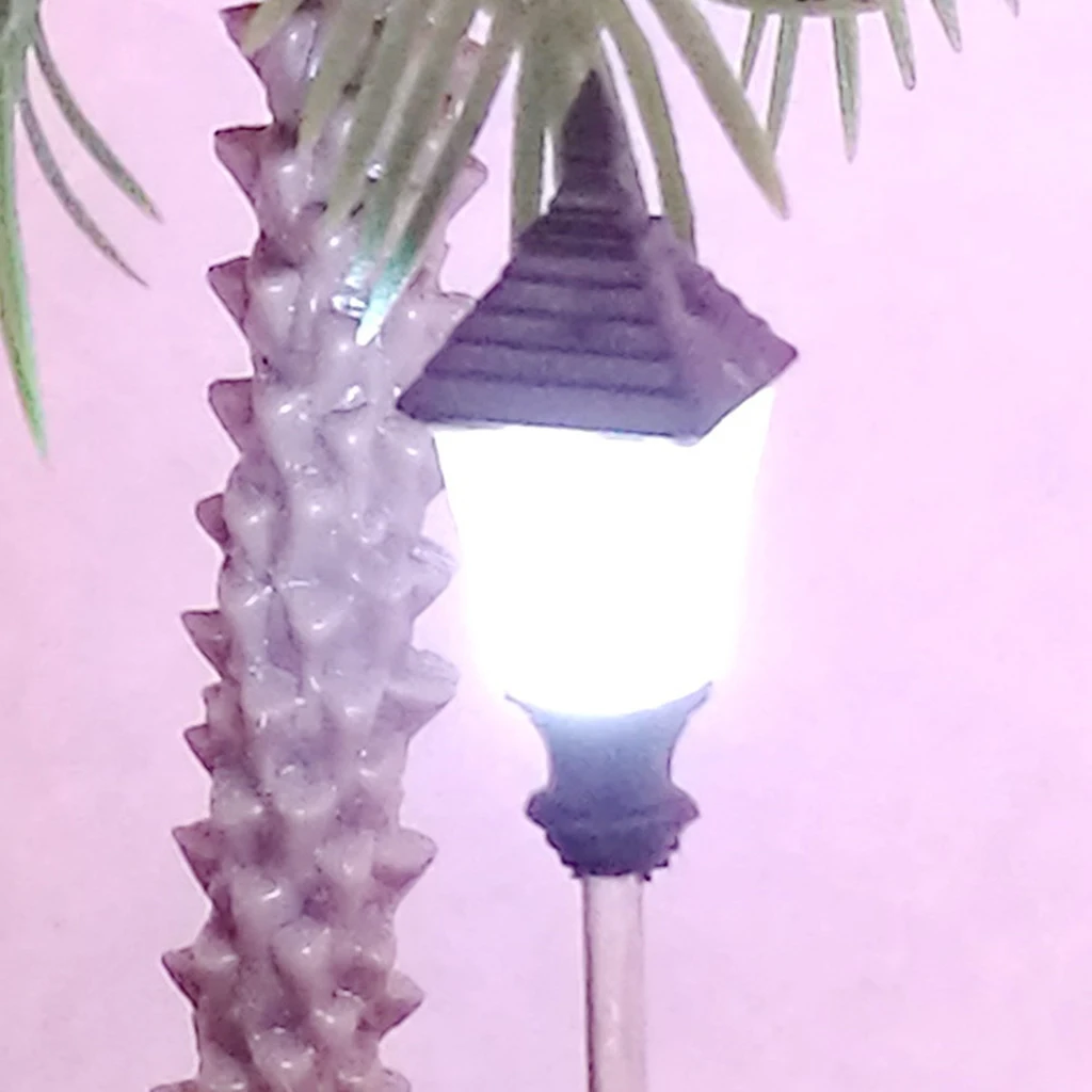 10x Model Railroad Train Lamp Posts Lamps Street Lights HO Scale LEDs Fairy Garden Park Lights Supplies 1:100, Style 5 - 7cm    