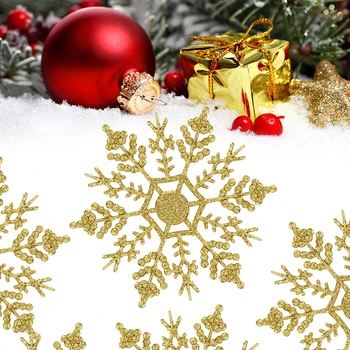 

12 Pcs 10CM Snowflake Christmas Decoration Acrylic Christmas Tree Pendant Hanging Ornaments for Xmas Wedding Party Home Decor