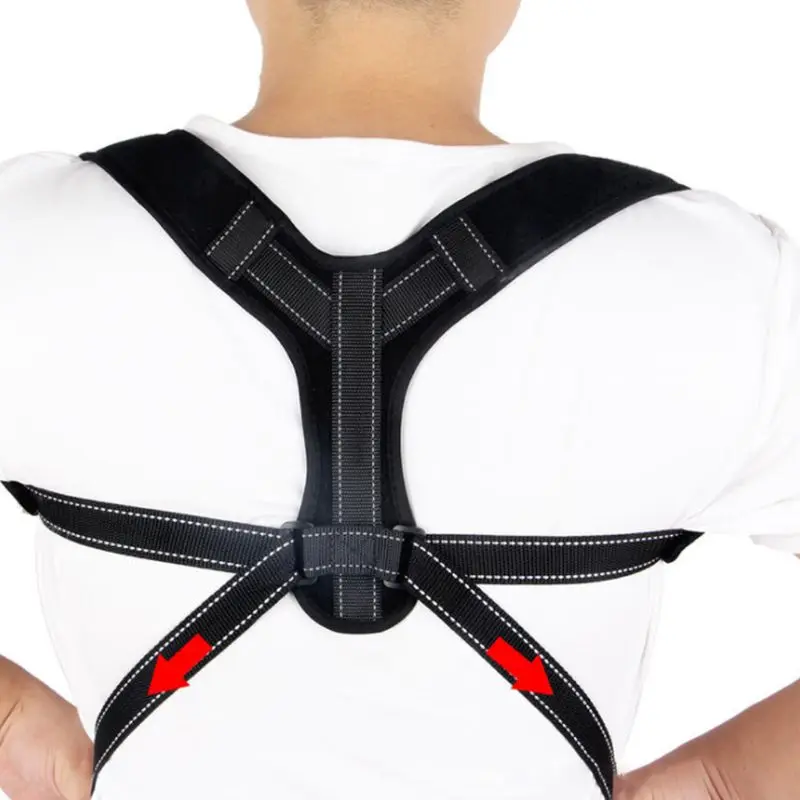 Регулируемый Корректор осанки для мужчин и женщин, светоотражающий выпрямитель спины в полоску, поддерживающий плечо, пояс, невидимый горбатый корсет
