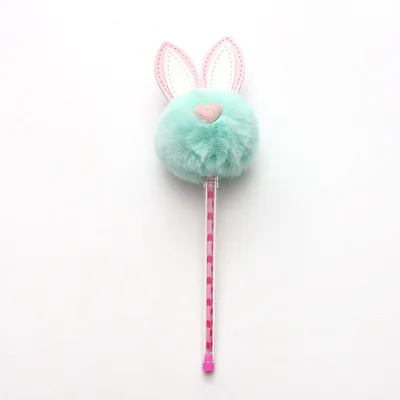 Cute Plush Rabbit Ears Gel Pen 0.5mm Kawaii Black Ink Neutral Pens For Kids Girls Gift Writing School Supplies Korean Stationery - Цвет: A0636
