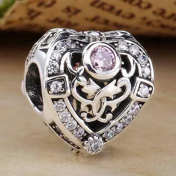 

Original Openwork Opulent Love Heart With Crystal Beads Fit 925 Sterling Silver Bead Charm Bracelet DIY Jewelry