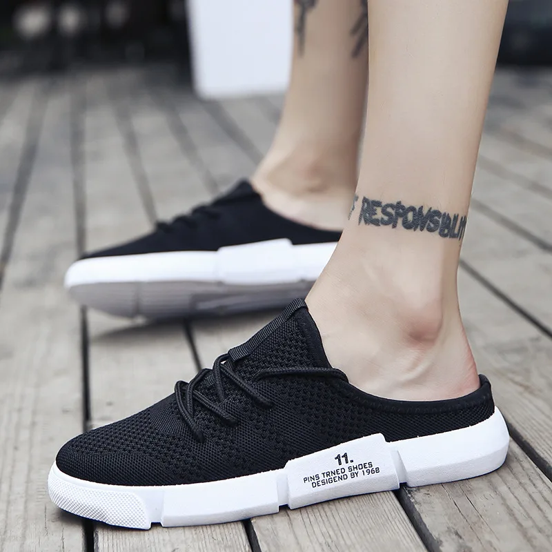

Korean-style Cool Man Non-with Lazy Shoe ban tuo xie Men's Closed-toe Canvas Shoes Drag Men Summer Breathable Cloth Shoes