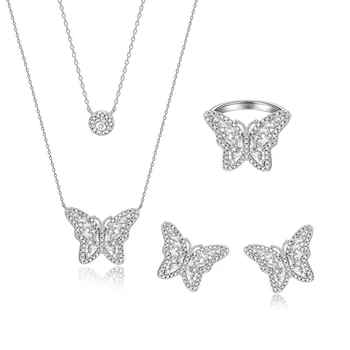 

Immortal Fashion Cool Butterfly Ring Ear Stud Clavicle Chain Female necklace