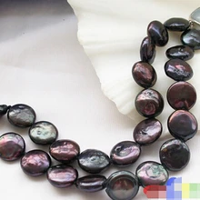 DYY 914+++ 2ROW " Черная монета культивированный жемчуг браслет