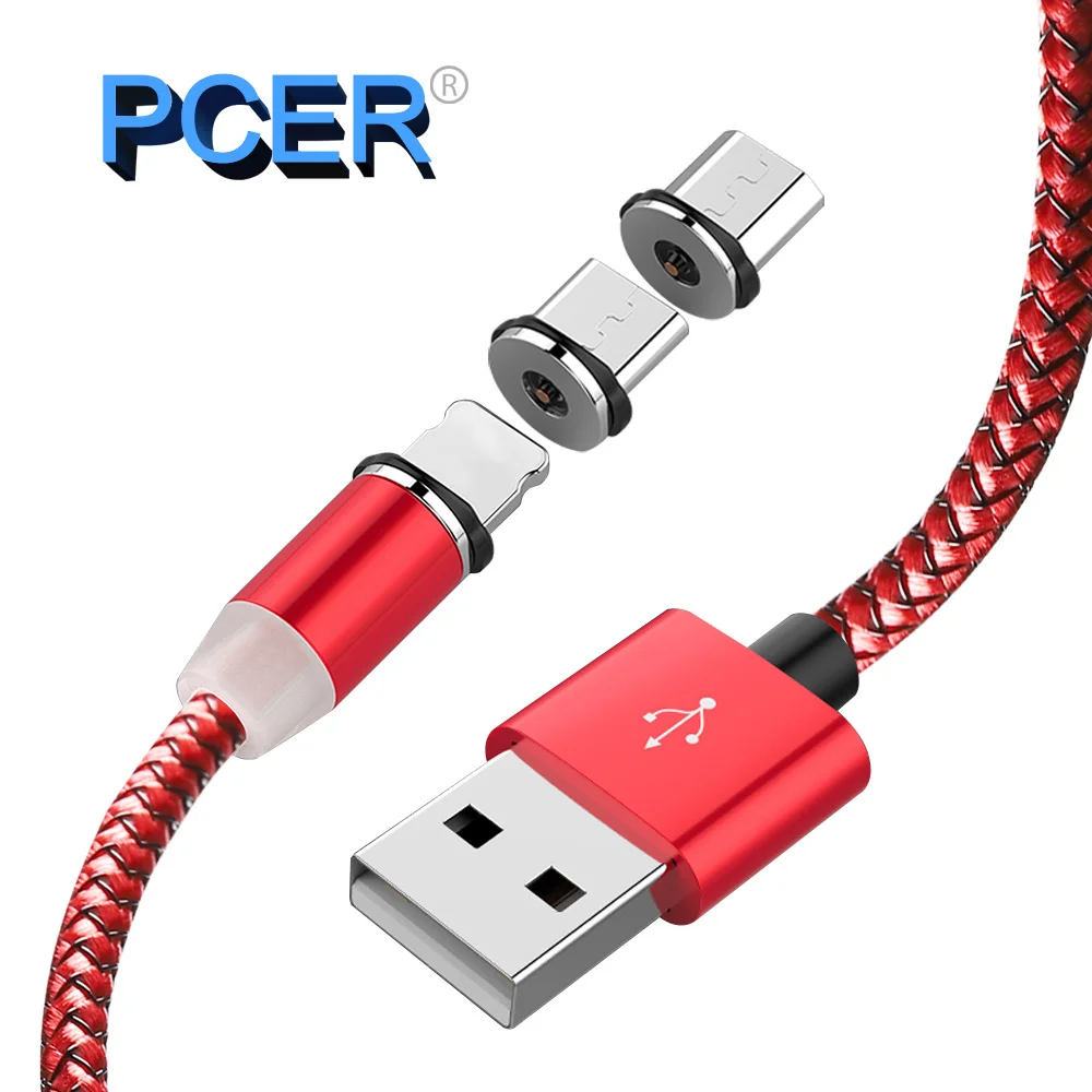 Магнитный usb-кабель PCER для быстрой зарядки, кабель USB type C, Магнитный зарядный кабель Micro usb для зарядки и передачи данных, кабель USB для мобильного телефона