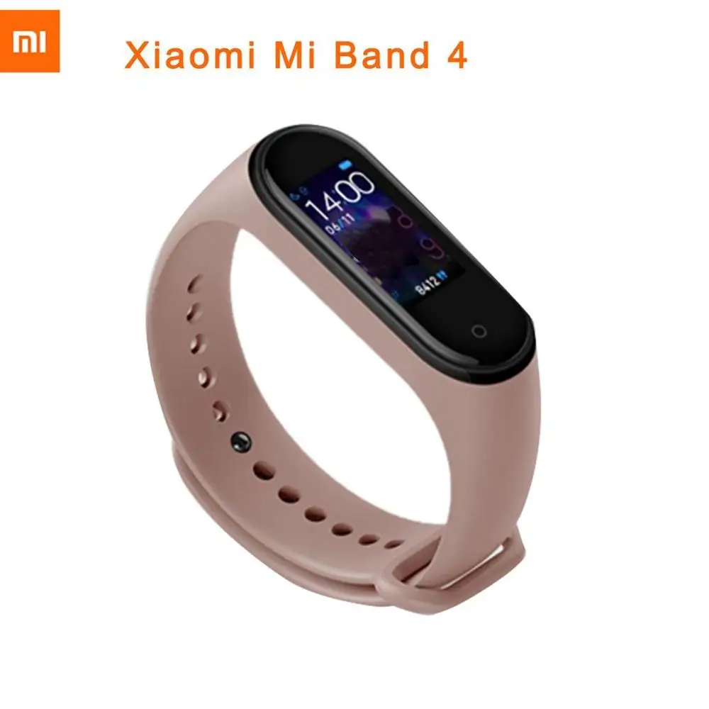 Розовый Xiaomi Mi группа 4 Музыка смарт-браслет 0,95 дюймов AMOLED Цвет Экран 135 мА/ч, 50 м Водонепроницаемый 6-спортивных режимов FitnessWatch - Цвет: Розовый