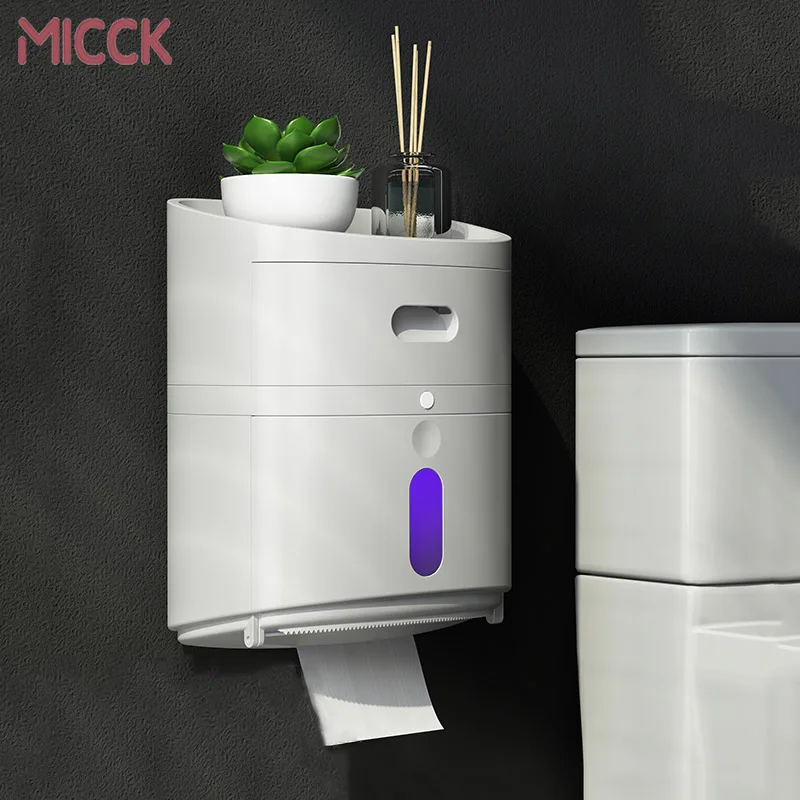 

MICCK Tissue Box UV Sterilization Toilet Paper Holder Storage Box Home Bathroom Paper Tissue Dispenser Bathroom Accessories Sets