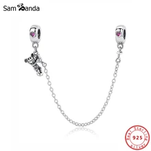 Оригинальная 925 пробы серебряная подвеска из бисера для альпинизма с мультяшной мышкой, безопасная цепочка, талисманы, подходят для браслетов Pandora, Женские Ювелирные изделия Diy