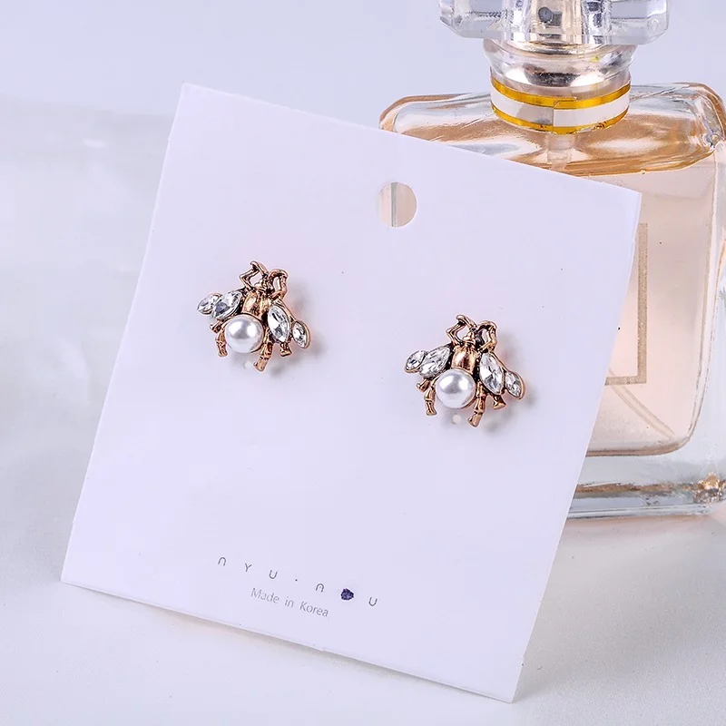 Vintage Gold Color Insects Drop Earrings Imitation Pearls Pendants Earrings Women Fashion Jewelry dangle earrings drop earrings pendant earrings long earrings golden earrings dome teardrop earrings