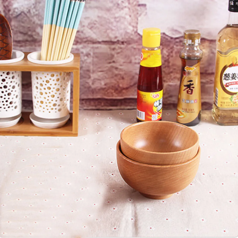 JapaneseWoodenBowl семейная детская миска для риса из цельного дерева, семейная кухонная посуда, экологически чистый салат, лапша, фрукт, BowlsA723