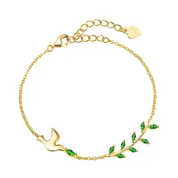 

S925 Sterling Silver Leaf Bracelet Female Korean Niche Design Forest Net Red Pigeon Animal Bracelet Bracelet