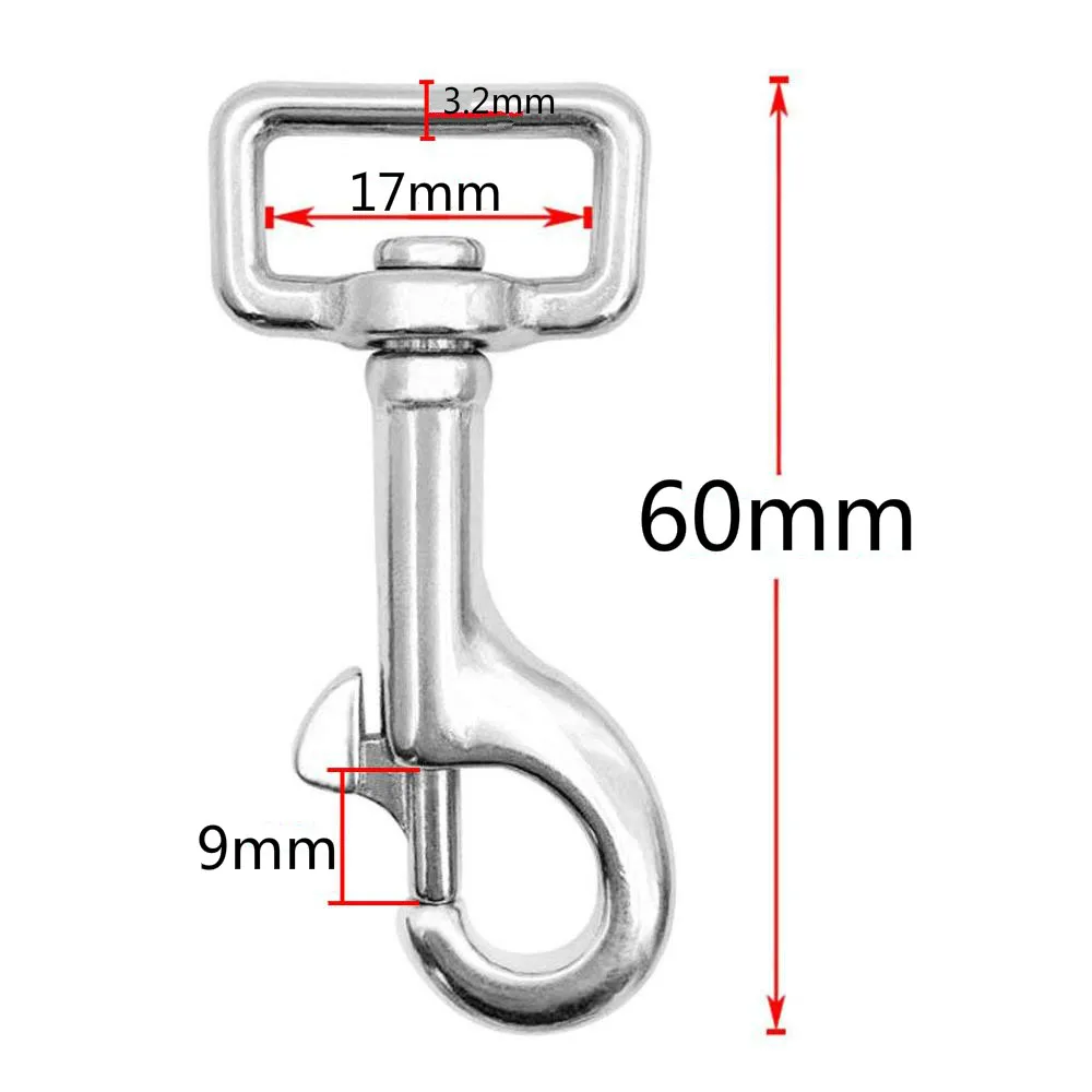 316 Нержавеющая сталь 60/66/73 мм квадратный проушинами шарнирного соединения крюк с карабином карабин для дайвинга такелаж оборудования Комплект 50/30/20/10/5 шт - Цвет: 60mm