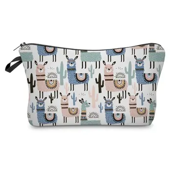 

Fashion Unisex Cartoon Alpaca Pattern Print Cosmetic Bag Men Women Cute Zipper Makeup Case Organizer Travel Storage Pouch Purse