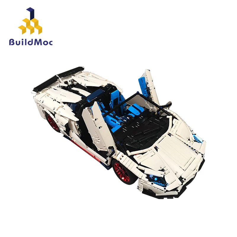 BuildMOC Veneno Lamborghinis Aventador SVJ Roadster функция автомобиля строительные блоки кирпичи дети техника игрушки 20091 MOC 17698