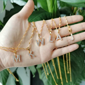

Gold Chain English Initial Alphabet Jewelry Zircon A to Z 26 Letters Pendant Necklace For Women Collares Collar Luxury Jewelry