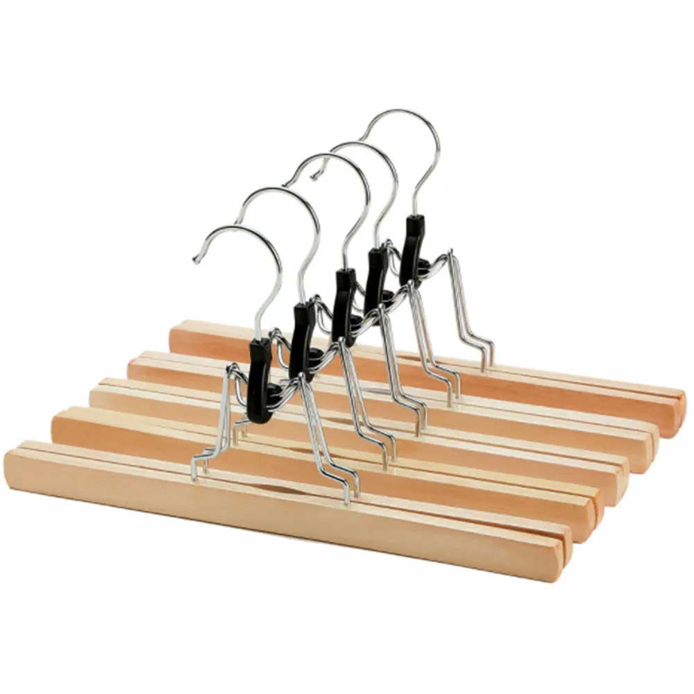 1Pc High-Grade Wooden Pants Hangerswith Clips Non Slip Skirt Hangers Solid Wood Hanger Trousers Rack Slacks Clamp | Дом и сад