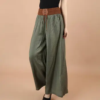 

Plus Size Summer Wide Leg Pants For Women Casual Casual Elastic High Waist 2020 New Fashion Loose Lady Pants Trousers Streetwear
