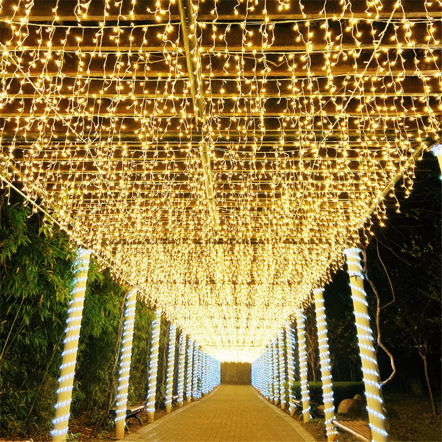 4 to 30M Led Curtain String Light Waterproof Connectable Twinkle Light Garland Outdoor Christmas Icicle Light For Eaves Decor