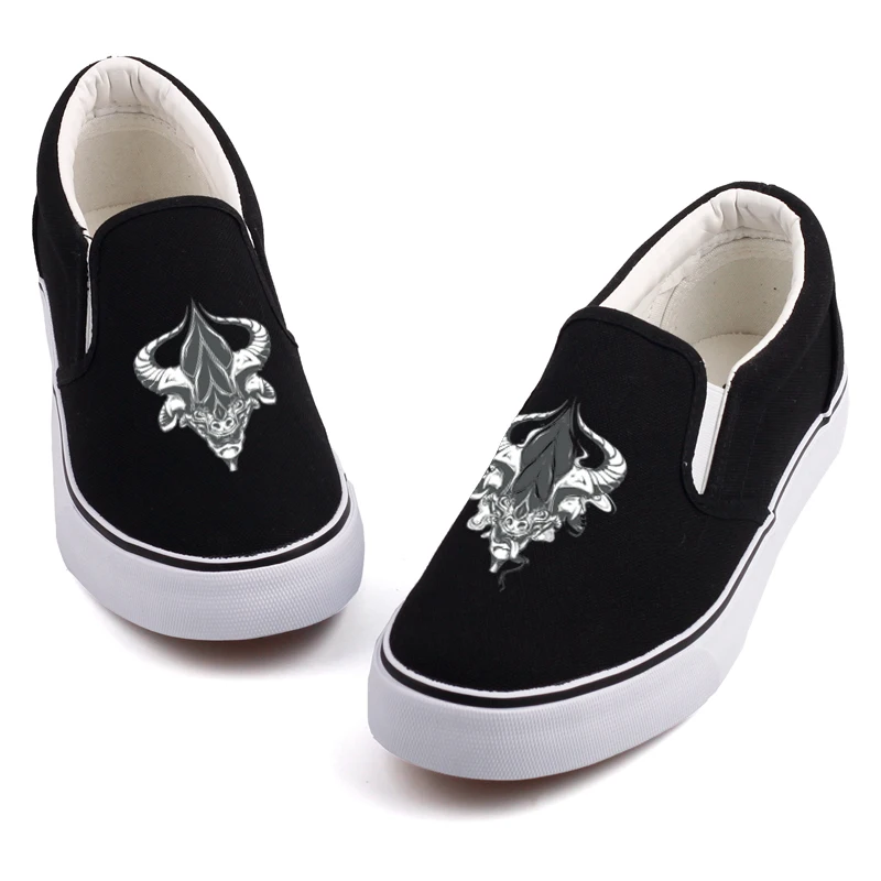 

E-LOV Rock Roll Punk Style Skeleton Men Casual Loafers Shoes Graffiti Horror Skull Printed Canvas Shoes Slip On Zapatos Hombre