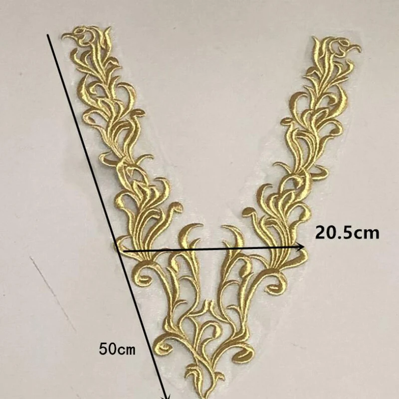 Gold Flower Lace Fabric Trim Ribbon Neckline Collar Embroidered Applique Sewing Craft Wedding Dress Clothes