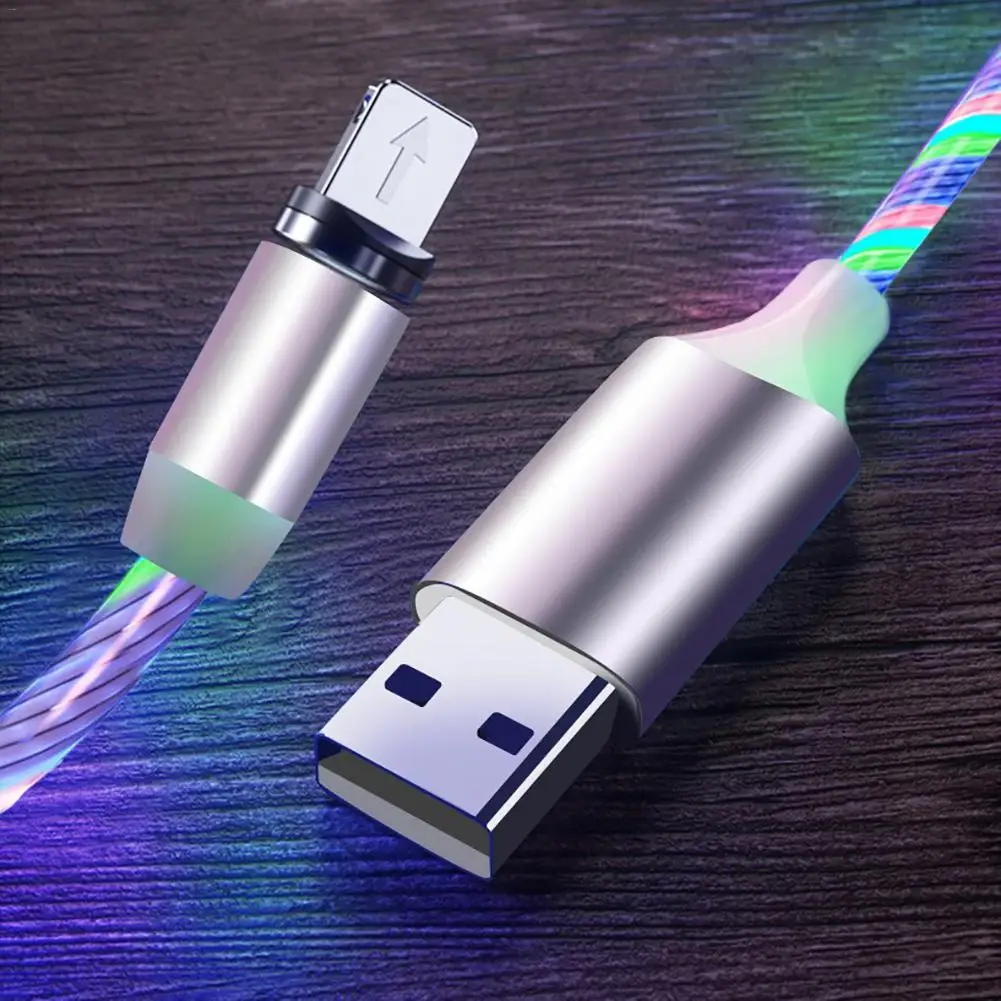 3 в 1 Магнитный usb-кабель для зарядки цветной стример Дата-кабель для быстрой передачи данных Зарядка для Android IOS TYPE-C кабель для мобильного телефона