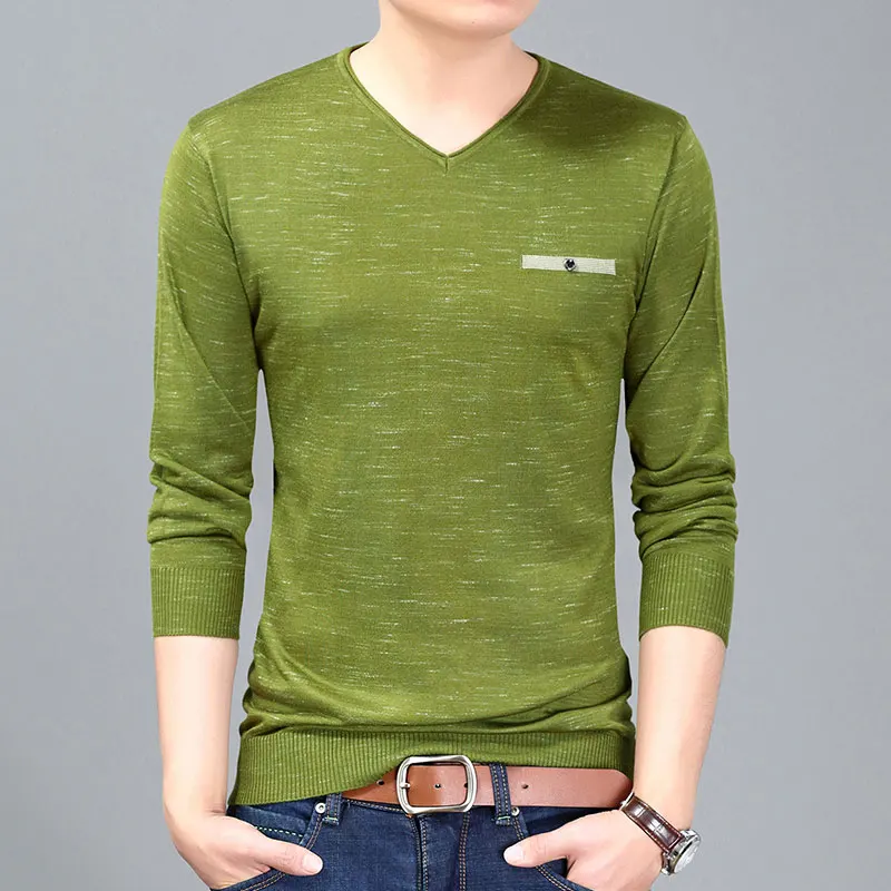 HISTREX brand social cotton thin men's pullover sweaters casual crocheted striped knitted sweater men masculino clothes - Цвет: 1149Green