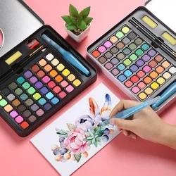 2021 New 36/48 Color Solid Portable Watercolor Paint Set Powder Tin Box Children's Sketch Watercolor  Art Supplies for Artist
