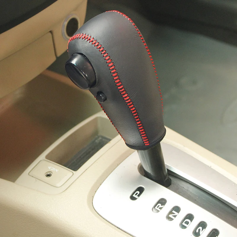 

Genuine Leather Gear Knob Cover for Kia cerato AT Car on The Gear Shift Knob Gear Stick Case PPC Gear Shift Collar
