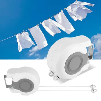 

13m Wall-Mounted Tying Clothesline Retractable Double Clothes Drying Line Indoor Household Bathroom Outdoor Washing Laundry Tool