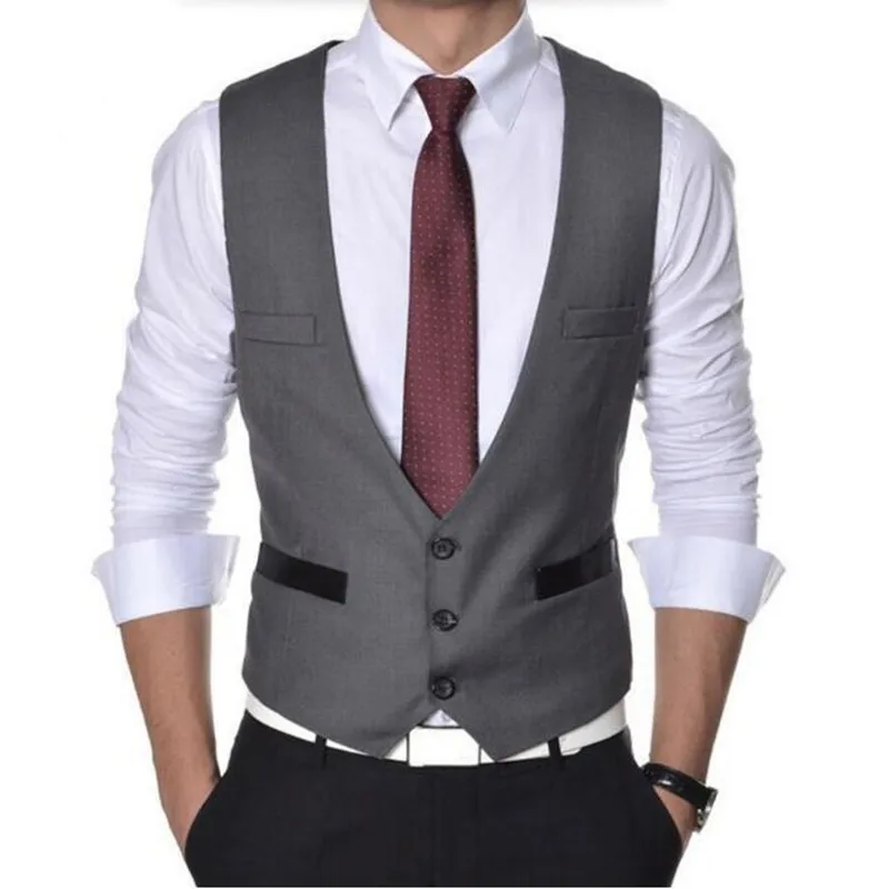 

Men Vestss High Quality Men Vest Suit Single-breasted Formal Mens Vests Slim Fit Solid Color Waistcoats