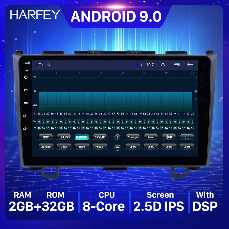 

Harfey Android 9.0 Car Multimedia Player GPS for 2006 2007-2011 Honda CRV 9 inch HD Touchscreen support Steering Wheel Control