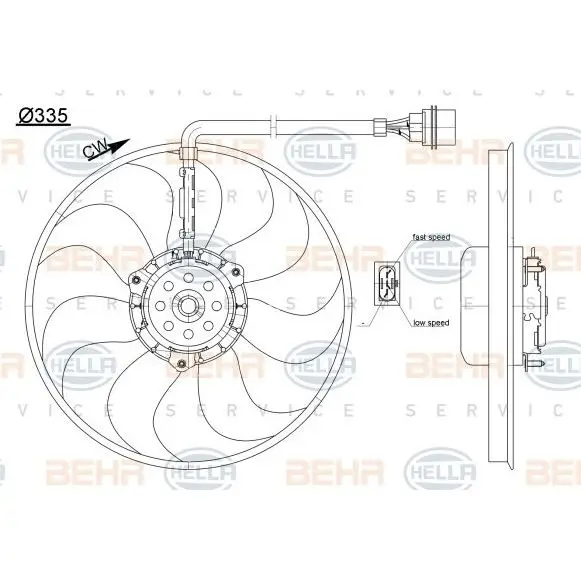 Вентилятор радиатора VAG A3 / G4 / BORA 96-06 HELLA 8EW 351 044
