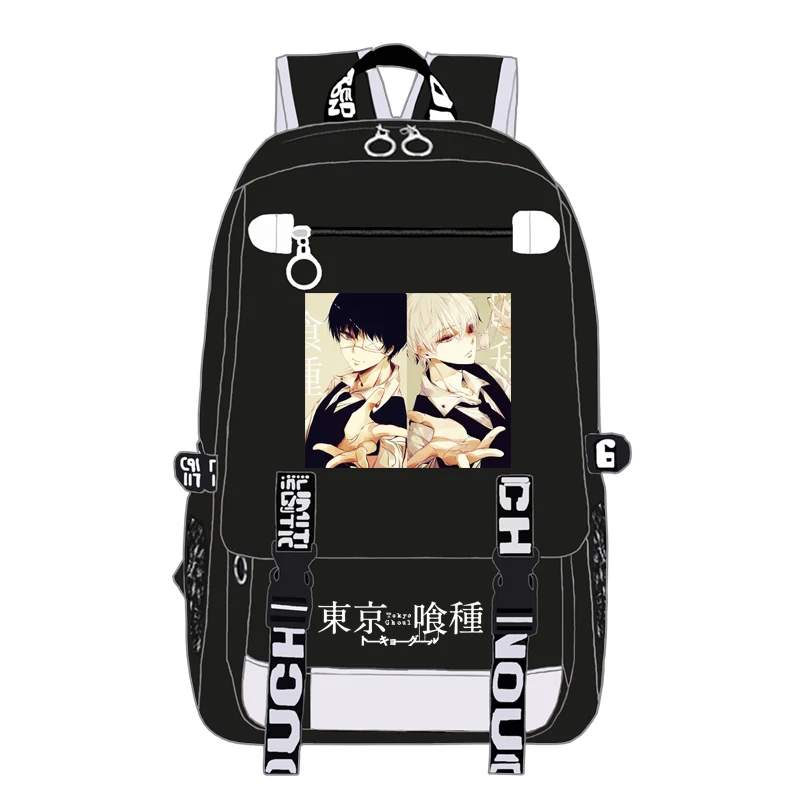 Рюкзак для мальчиков и девочек из аниме Kaneki Ken с зарядкой через usb, школьная сумка для мужчин и женщин, рюкзаки для ноутбука-подростка - Цвет: S
