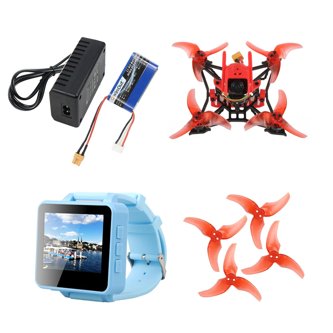 JMT T100 100 мм Колесная база Крытая FPV гоночный Дрон ж/Crazybee F4 PRO V3.0 Контроллер полета Frsky приемник FPV часы 7000kv мотор - Цвет: Красный