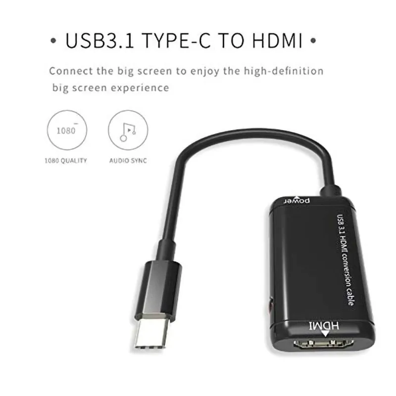 Кабель преобразователя USB 3,1 type-C к HDMI Портативный видео и аудио адаптер Шнур для HDMI адаптер/конвертер 5