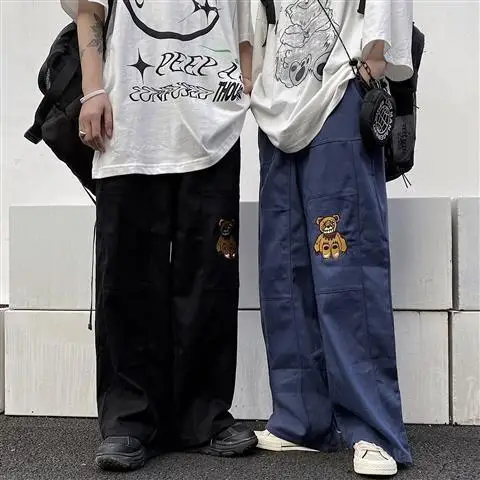 

QWEEK Hip Hop Streerwear Cargo Pants Women Harajuku Wide Leg Pants Korean Fashion Casual Pants Women Hippie Loose Trousers