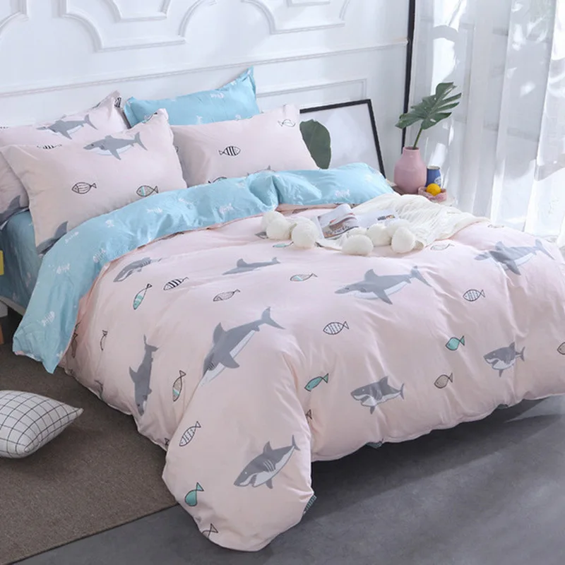 

2019 New AB Side Bedding Solid Simple Bedding Set Modern Duvet Cover Set King Queen Full Twin Bed Linen Brief Bed Flat Sheet Set