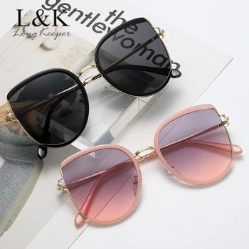 

LongKeeper Oversized Cat Eye Sunglasses Women Luxury Brand Gradient Sun Glasses Ladies Unique Big Frame Sunglass UV400 Okulary