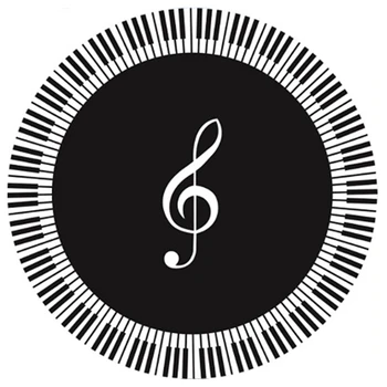 

Botique-Carpet Music Symbol Piano Keys Black White Round Carpet Non-Slip Carpet Home Bedroom Floor Mat Floor Decoration