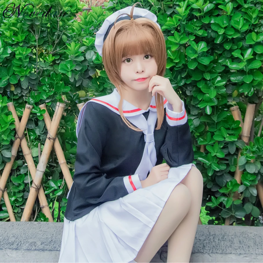 

Sakura Card Captor Anime Cosplay Costume Japanese School Uniform Sailor Kawaii Dress Full Suit For Woman Girls