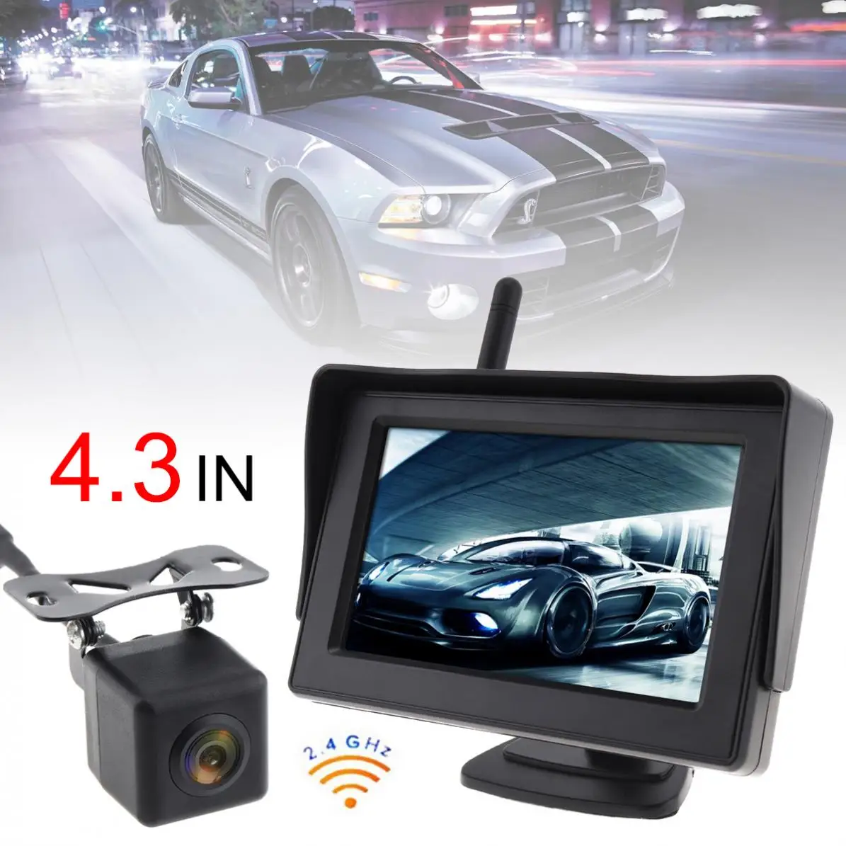 4,3 дюймов беспроводной HD монитор заднего вида автоматическая система парковки Встроенная антенна с камерой новая