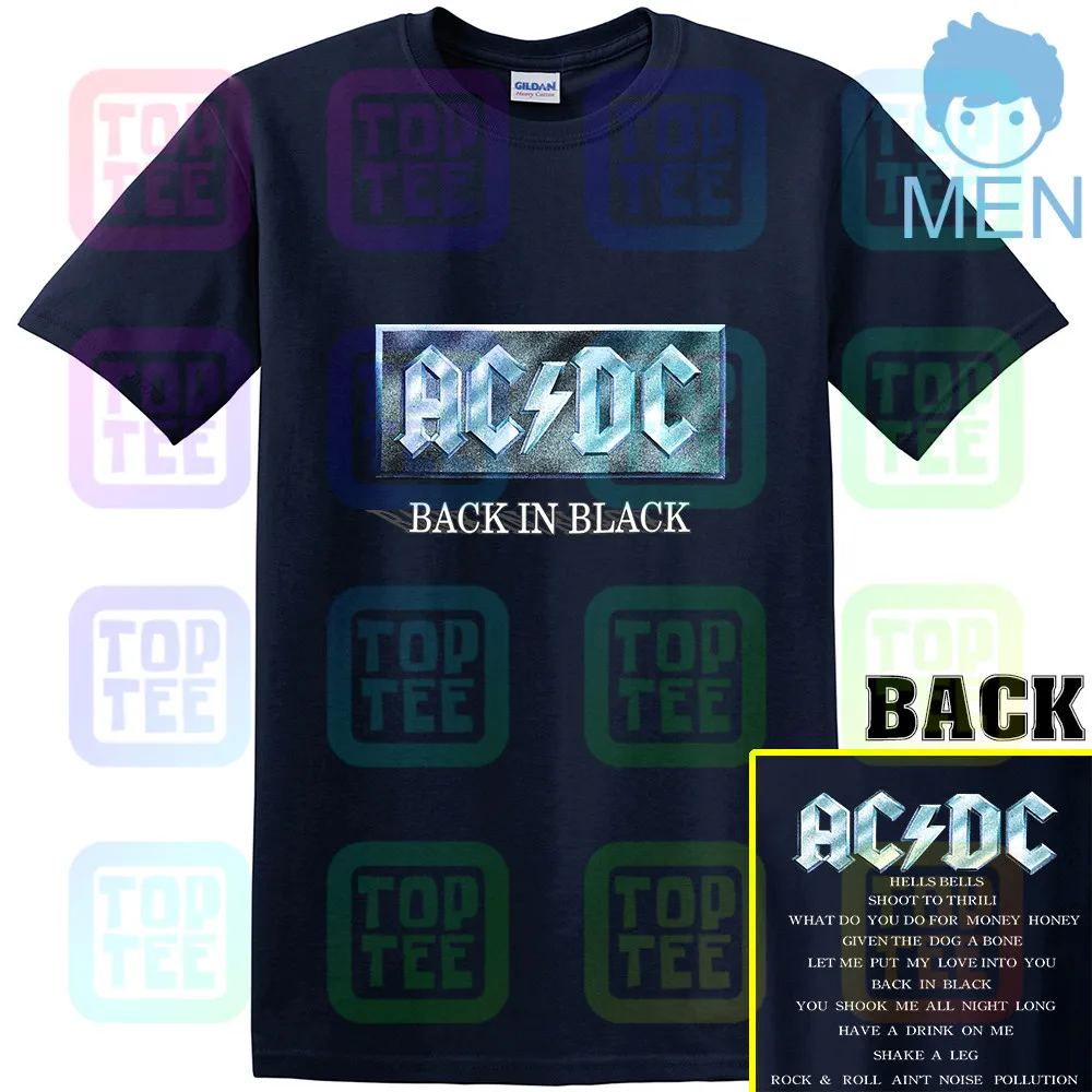 MEN-NAVY Vintage 1996 AC DC T-Shirt 90s Graphic Rock Back in Black Size L - Цвет: MEN-NAVY