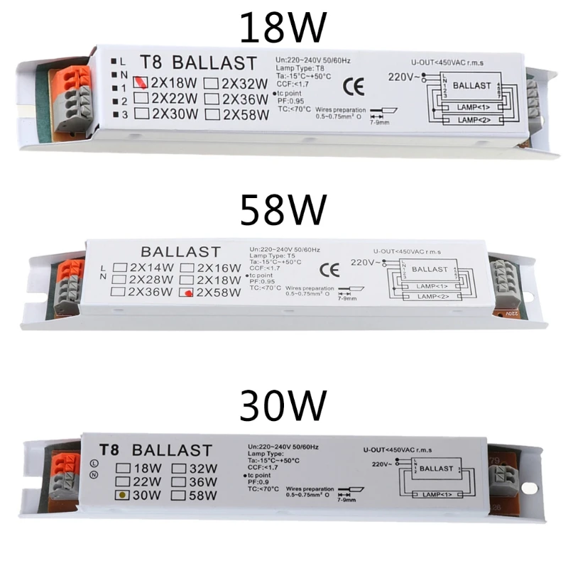 1pc T8 220240v Ac 2x58w Wide Voltage Electronic Ballast Fluorescent